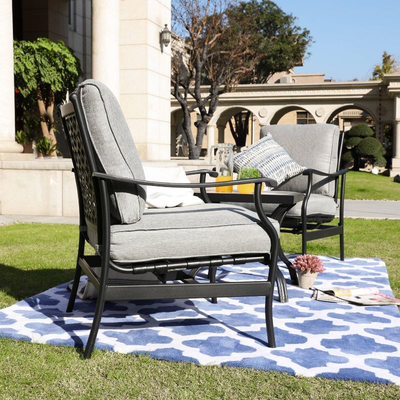 3pc Bistro Steel Patio Dining Sets Gray - Lokatse