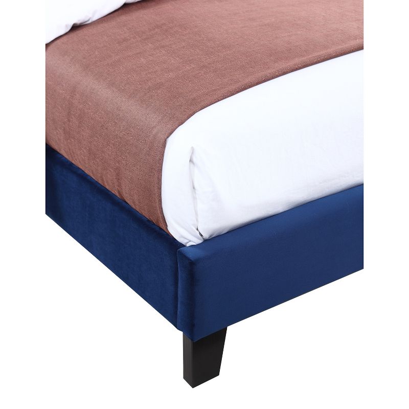 Wallace & Bay Dalton Queen Velvet Upholstered Bed Headboard and Footboard for Low Profile Box Spring or Foundation, Cobalt