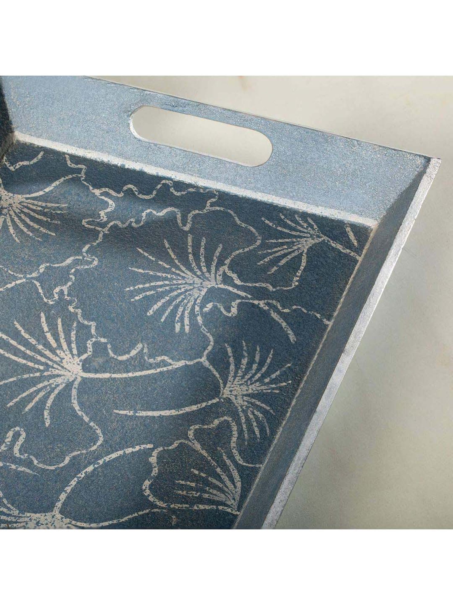 ellementry Lapis Blue Wood Serving Tray - Set of 1