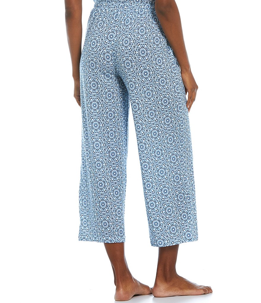 Nottibianche Mosaic Medallion Printed Jersey Knit Cropped Coordinating Sleep Pants