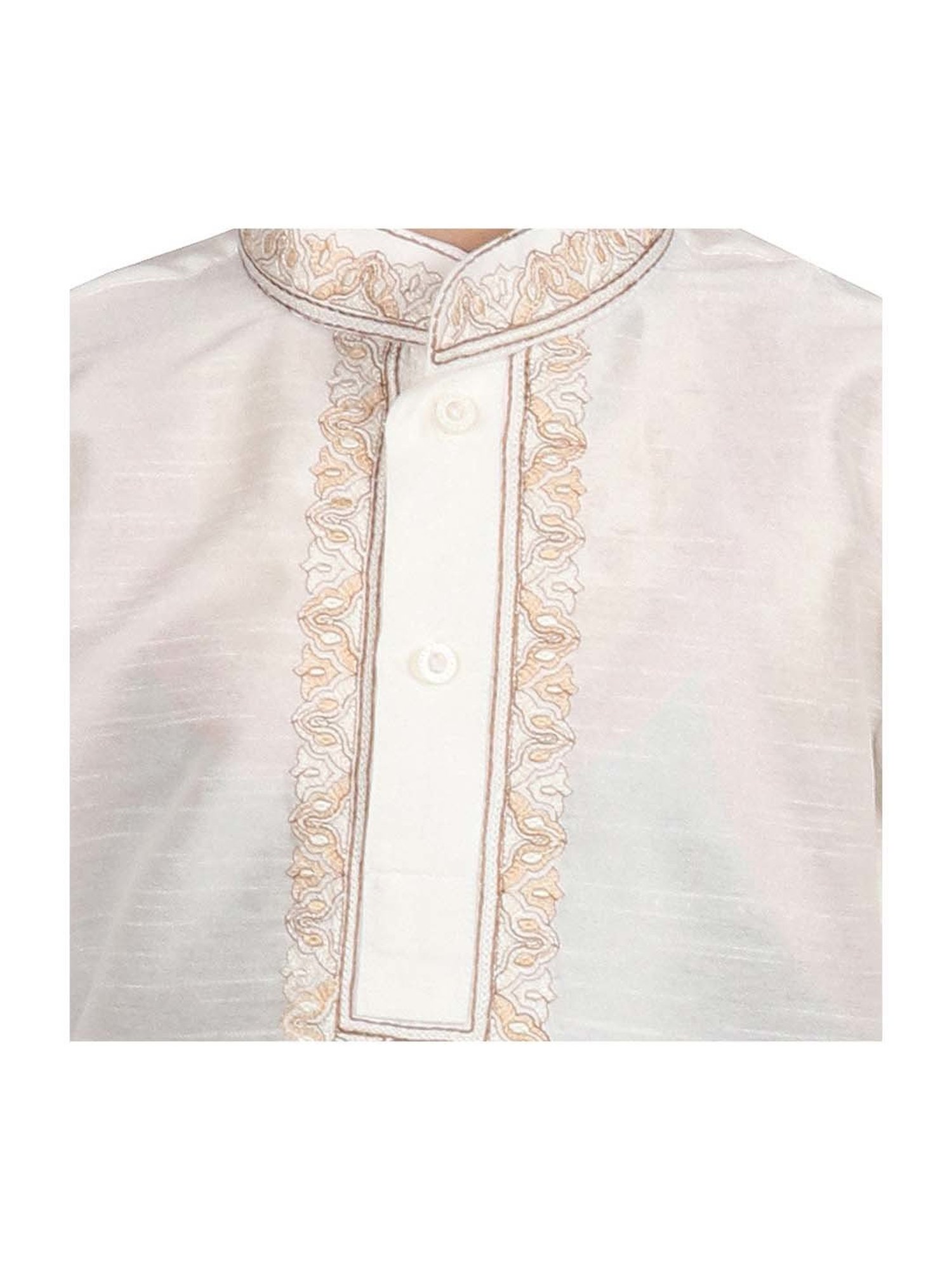 SG Yuvraj Kids White Embroidered Full Sleeves Kurta Set