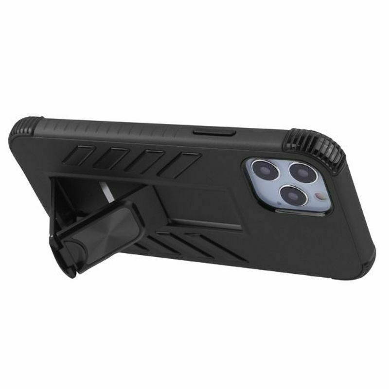 For  iPhone 12 Pro Max 6.7" Black Hard TPU Hybrid Plastic Case w/stand