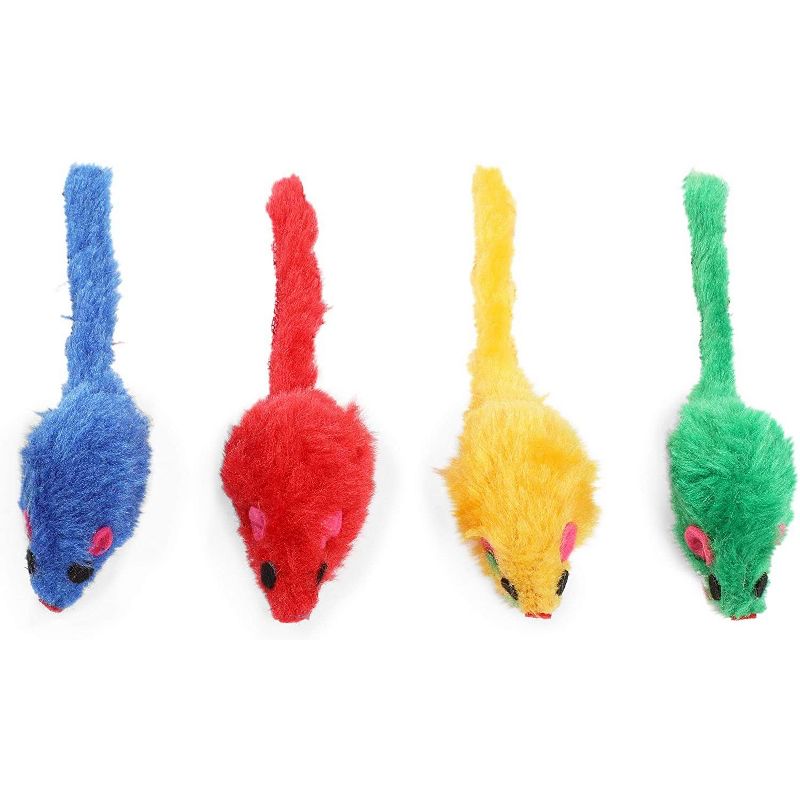 Okuna Outpost 60 Pack Mice Toys for Cat, Colorful Mouse Rattles for Pets, 4 Colors (2 x 0.7 in)