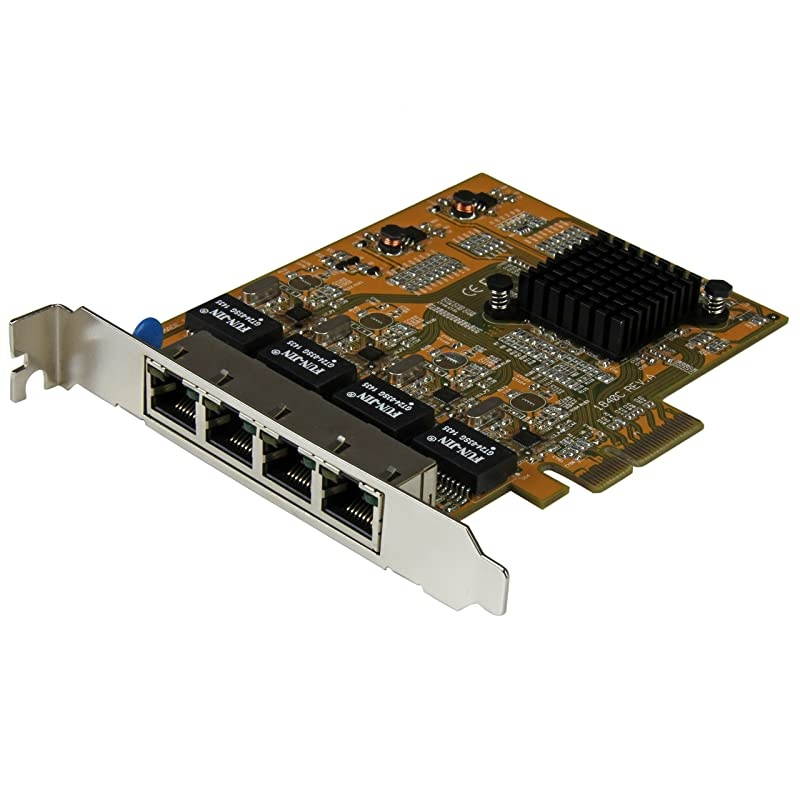 com 4 Port PCIe Network Card Low Profile RJ45 Port Realtek RTL8111G Chipset Ethernet Network Card NIC Server Adapter Network Card ST1000SPEX43Yellow