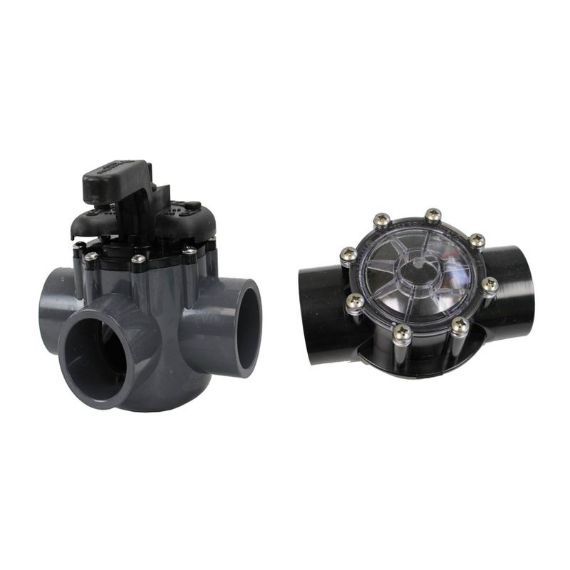 Pentair 1.5" PVC 3-Way Water Diverter Valve + Jandy 1.5"-2" 180 Degrees Valve