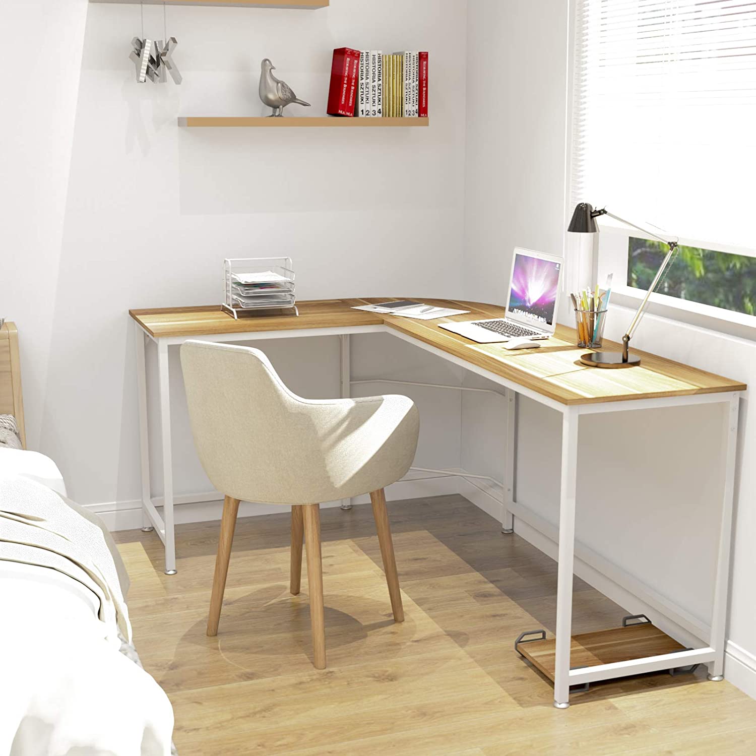 L Shaped Desk Corner Gaming Computer Desks for Home Office PC Workstation Table,Walnut