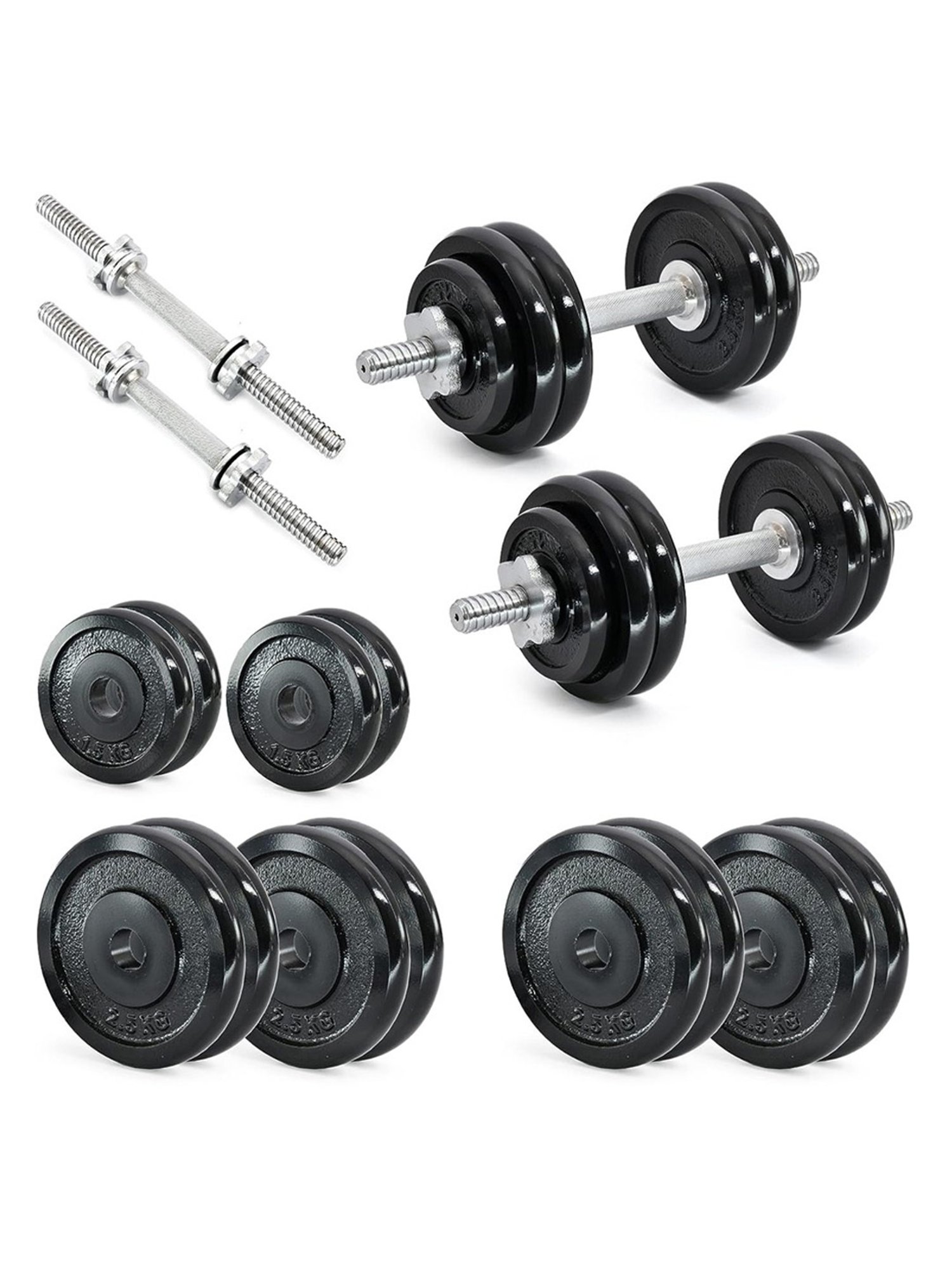 Kakss Cast Iron Spinlock Adjustable Dumbbell For Home Gym, Bodybuilding Fitness (Black) Size - 40KG