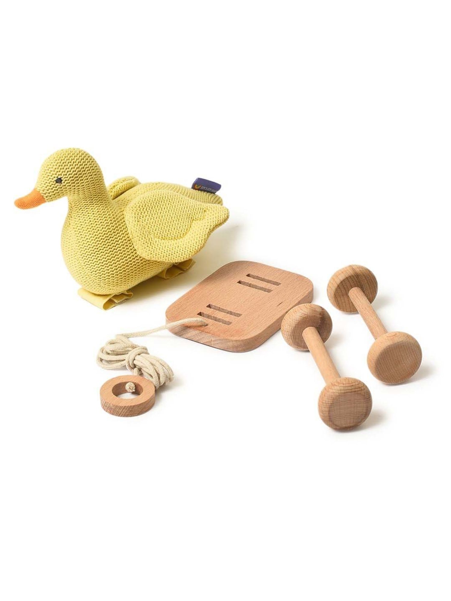 MiArcus Kids Yellow & Brown Duck Push And Pull Soft Toy