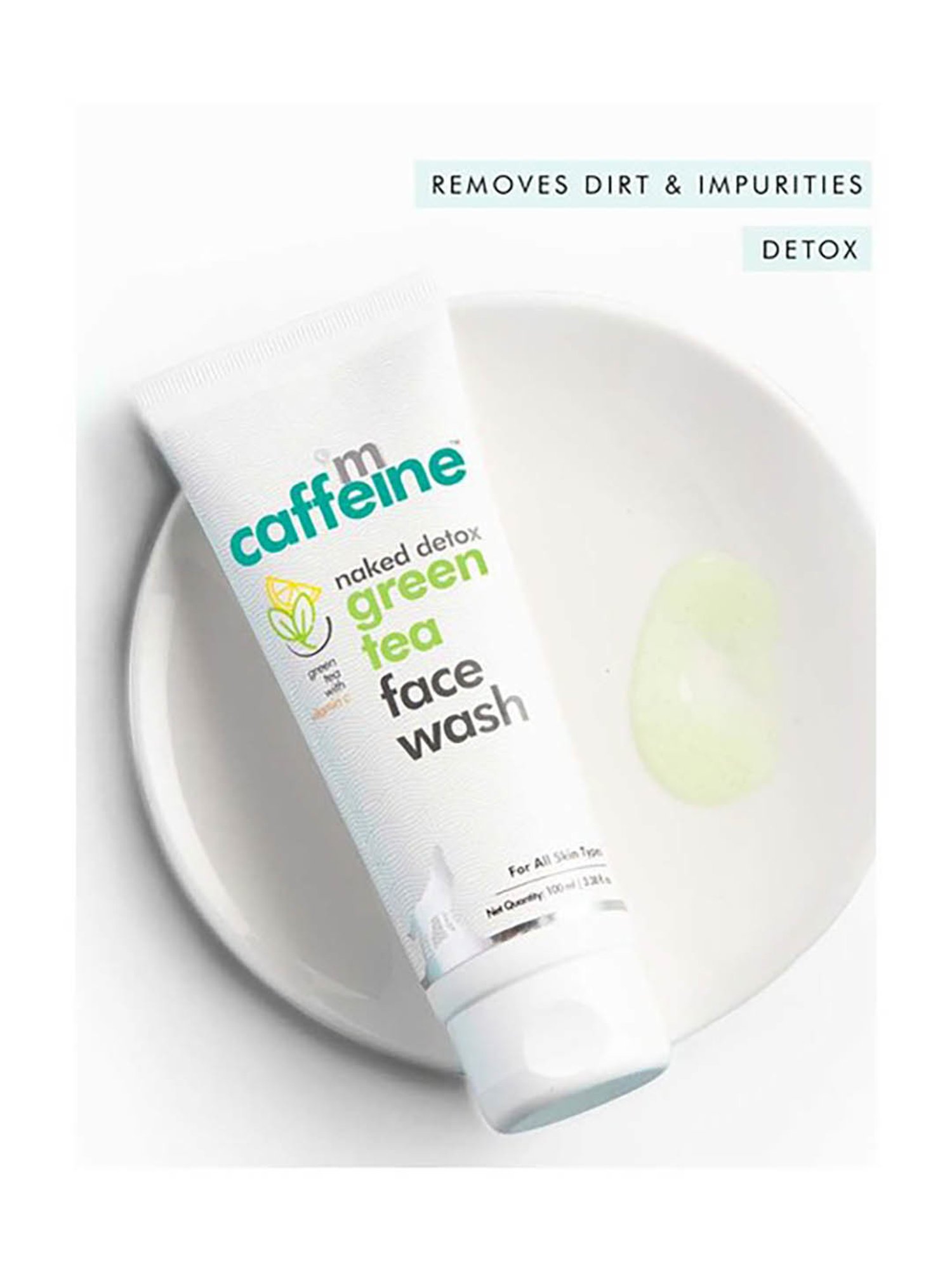 mCaffeine Naked Detox Dirt Removal Green Tea Face Wash - 100 ml