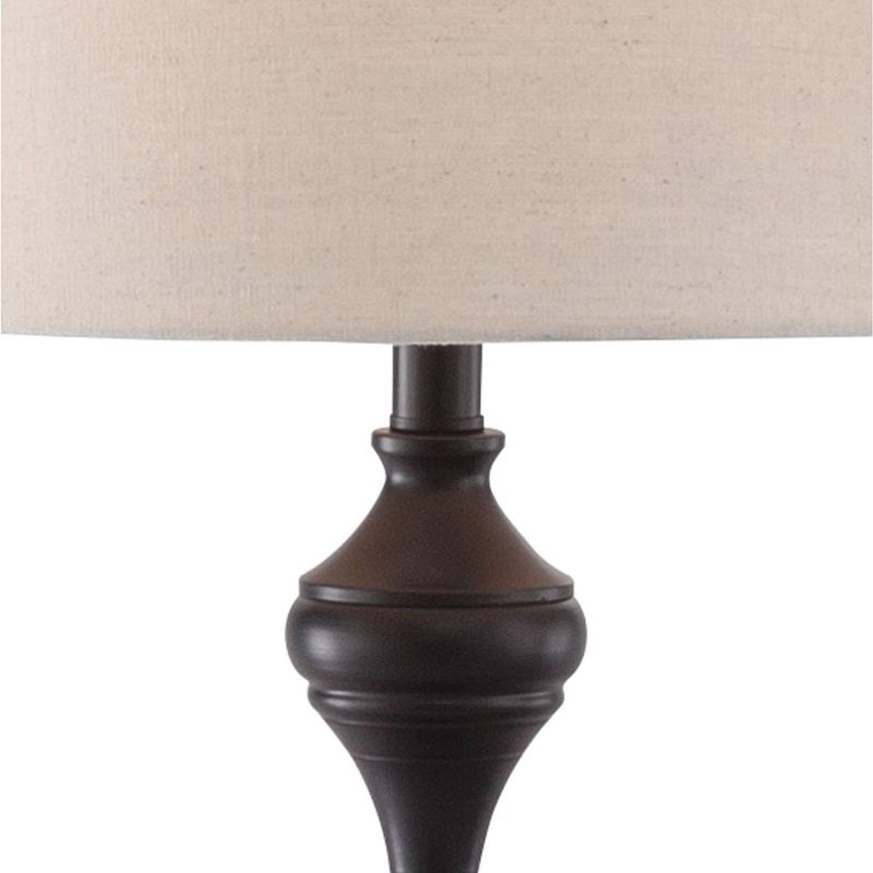 Barnes and Ivy Traditional Table Floor Lamps Set of 3 Dark Bronze White Tapered Drum Shade for Living Room Family Bedroom Bedside