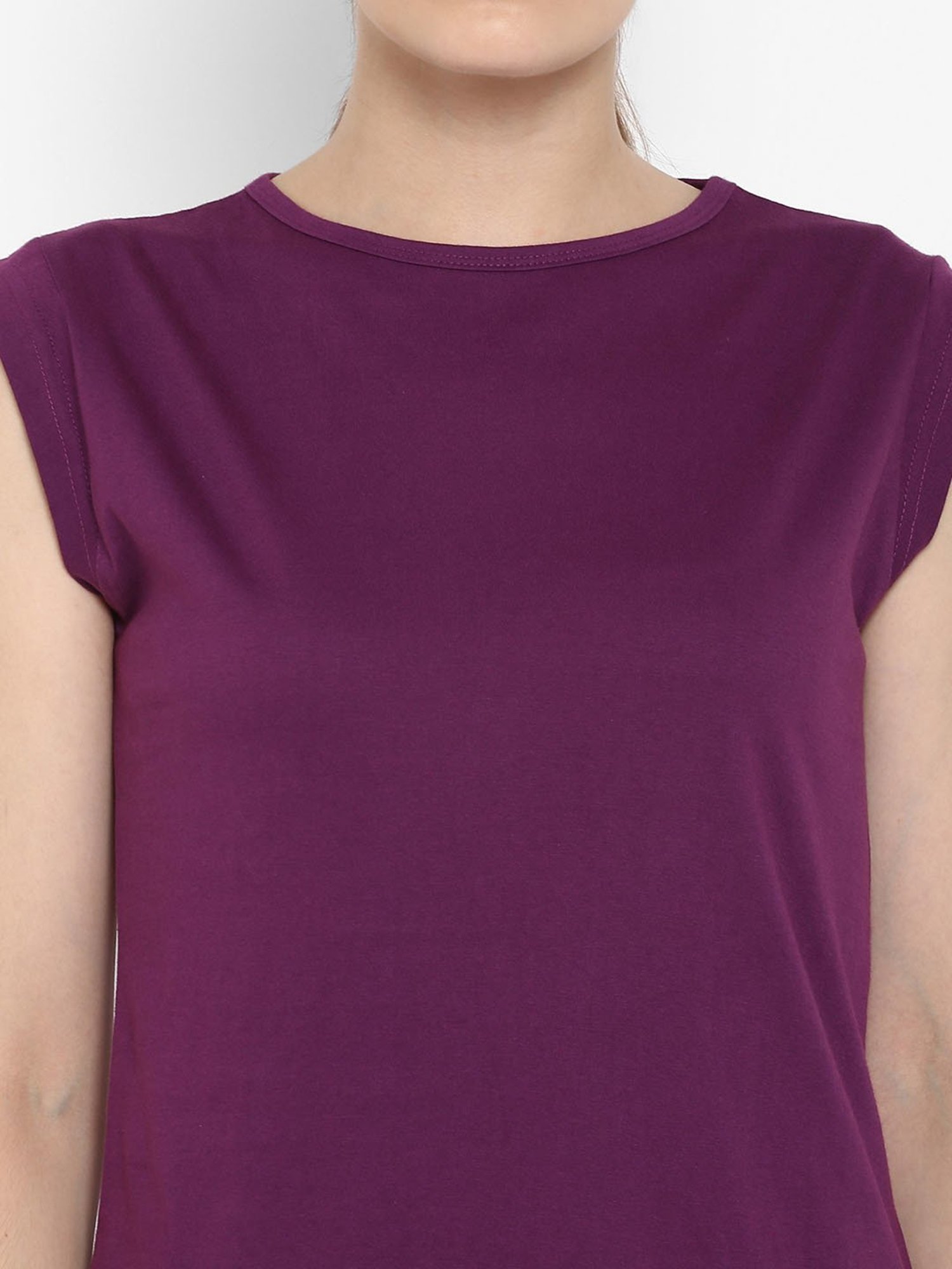 Appulse Purple Cotton Slim Fit T-Shirt