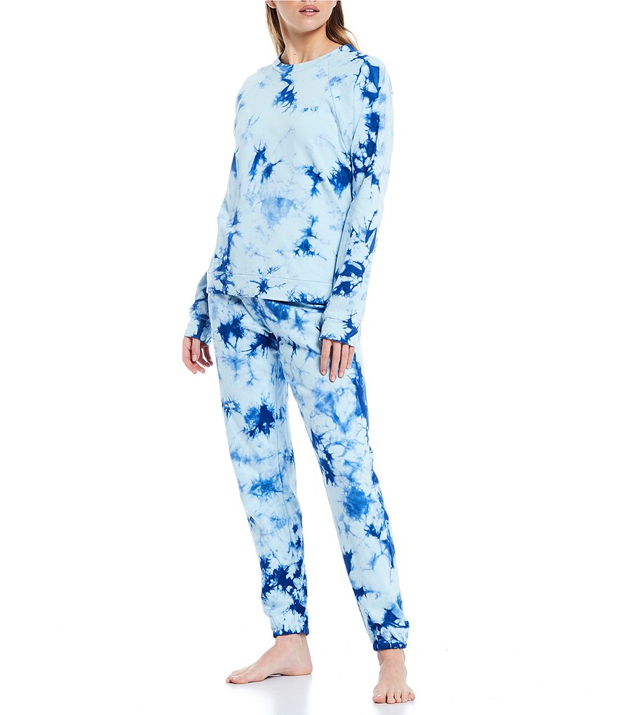 PJ Salvage Tie-Dye Print French Terry Long Sleeve Coordinating Sleep Top