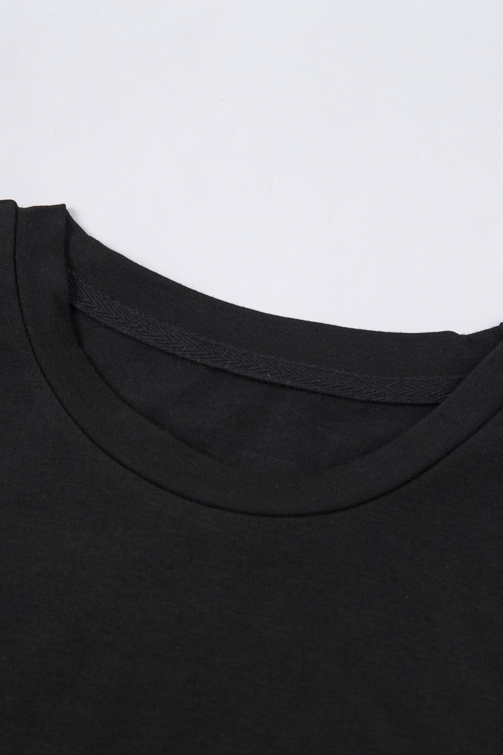 Blank T Shirt - Black Plain Rolled Up Crewneck T-Shirt Customized
