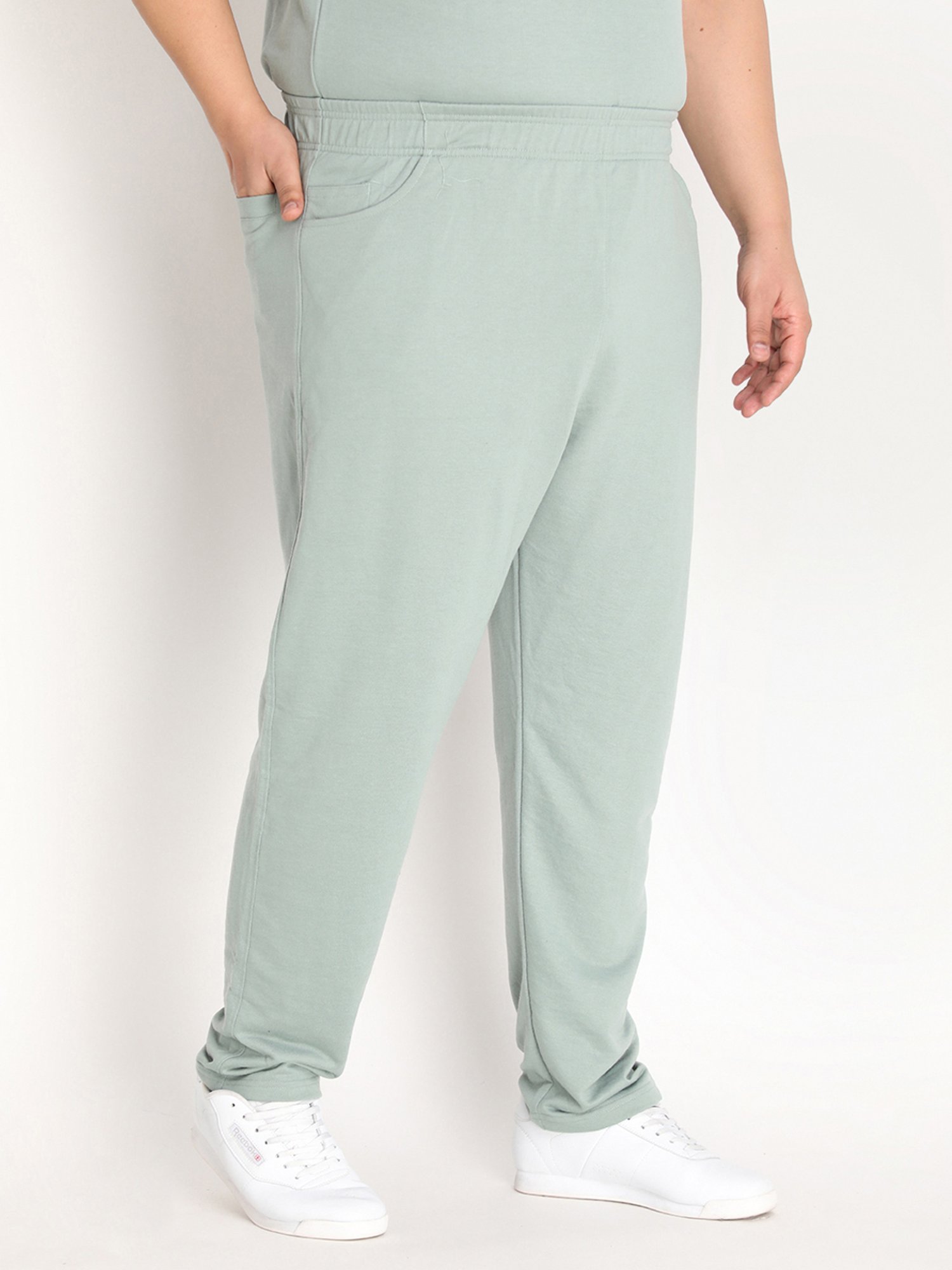 Chkokko Pastel Green Cotton Relaxed Fit Trackpants