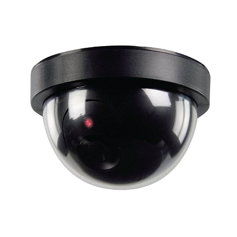 2 X Black Dome Fake Dummy Security CCTV Camera Waterproof IR LED Flashing Red Light Outdoor Indoor Surveillance