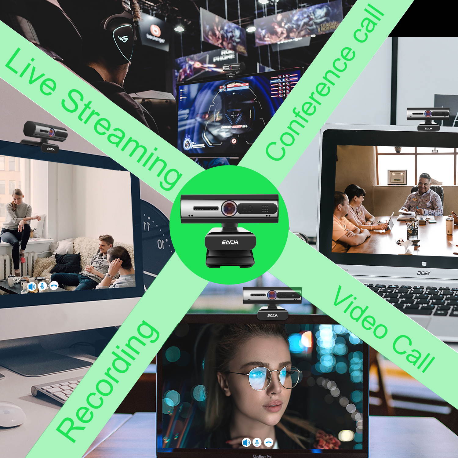 AutoFocus Full HD Webcam 1080P with Dual Noise-cancelling Microphones and with Privacy Shutter-USB Computer Camera for PC Laptop Desktop Mac Video Calls, Conference Skype (tripod not included)