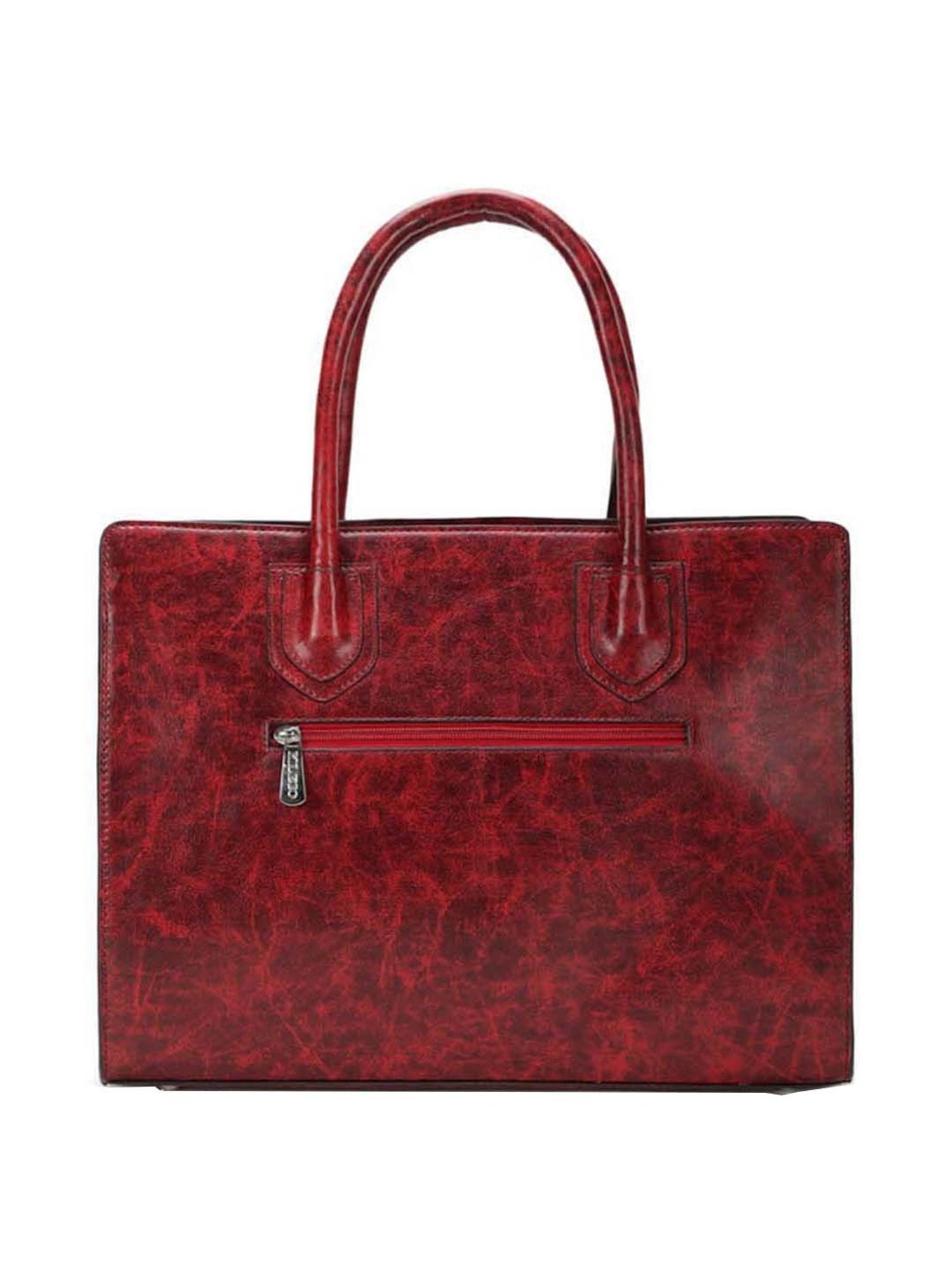 KLEIO Maroon Solid Medium Tote Handbag