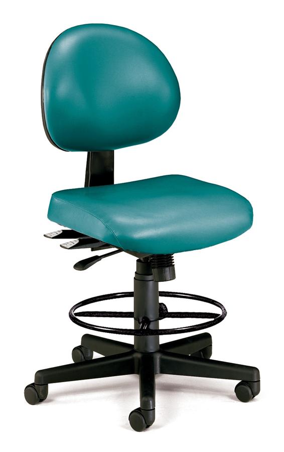 OFM 24 Hour Ergonomic Armless Task Chair with Drafting Kit, Anti-Microbial/Anti-Bacterial Vinyl, in Black (241-VAM-DK-606)