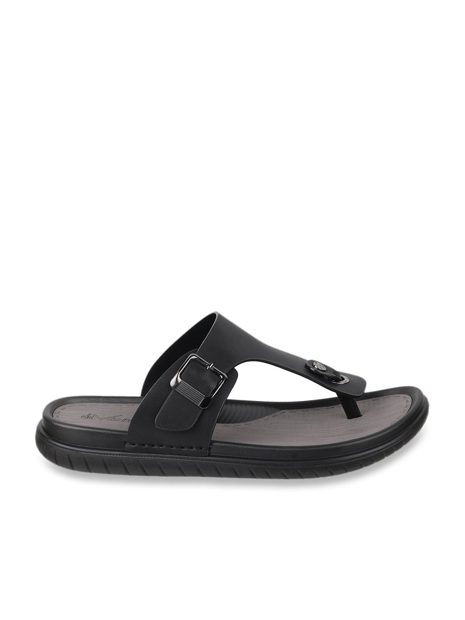 Da Vinchi by Metro Men's Black T-Strap Sandals