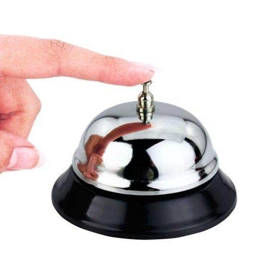 1InTheOffice Call Bell, 3/8" Diameter Desk Call Bell Chrome Finish, Black Base (2)