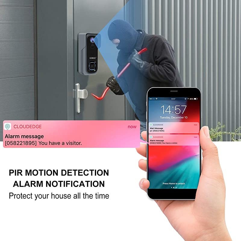 Video Doorbell Camera Wireless WiFi Smart Doorbell32GB Preinstalled 1080P HD Security Home CameraRealTime Video and TwoWay TalkNight VisionPIR Motion Detection 166&deg; Wide Angle Lens