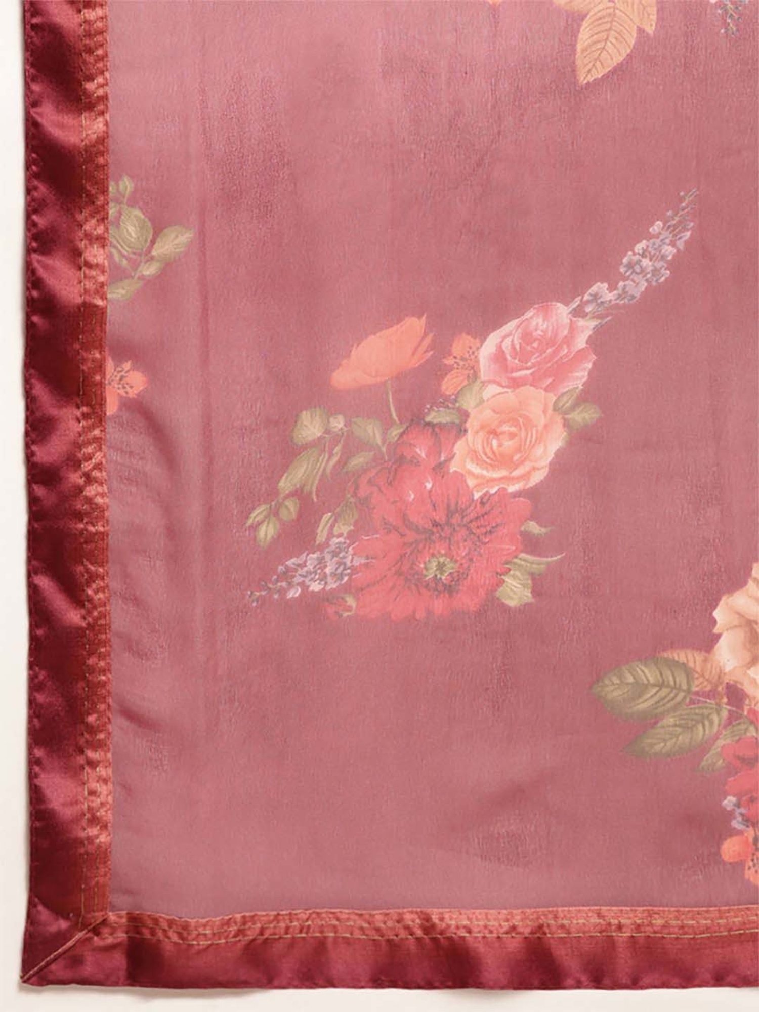 Rangita Maroon Floral Print Saree With Unstitched Blouse