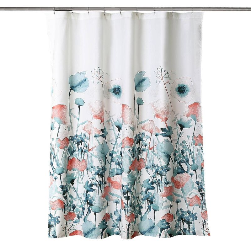 Zuri Flora Shower Curtain Blue - Lush Décor