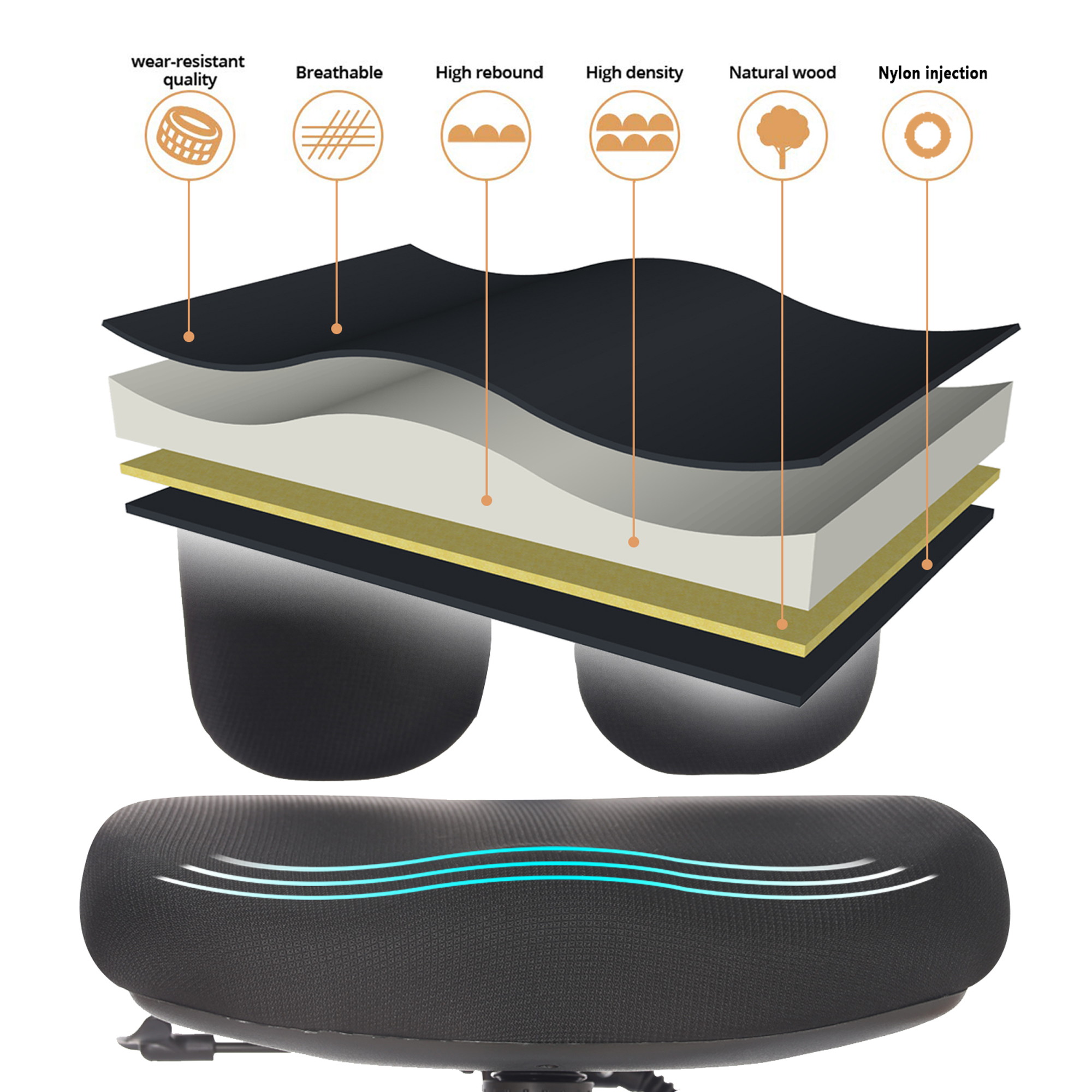 Ergonomic Office Chair Desk Computer High Back Swivel Chair Managerial Executive Chair with Adjustable Headrest & Back Support