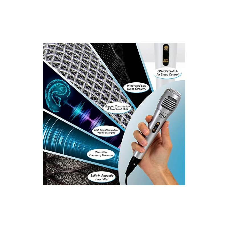 Wired Dynamic Microphone-Professional Moving Coil Unidirectional Handheld Mic with Built-in Acoustic Pop Filter, XLR Connector, Silver, Apple (PDMIK1)