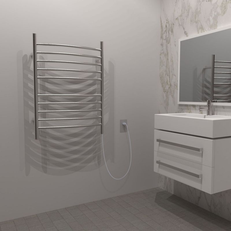Amba Radiant Plug In Curved 10 Bar Electric Bathroom Home Towel Warmer, Brushed