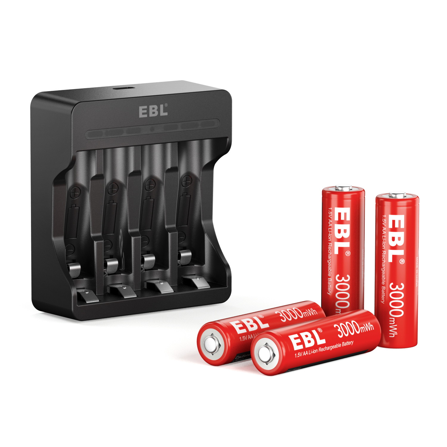 EBL AA Li-ion Rechargeable 3000mWh Lithium Batteries, 1.5V Constant Voltage Battery for Toys and Phone