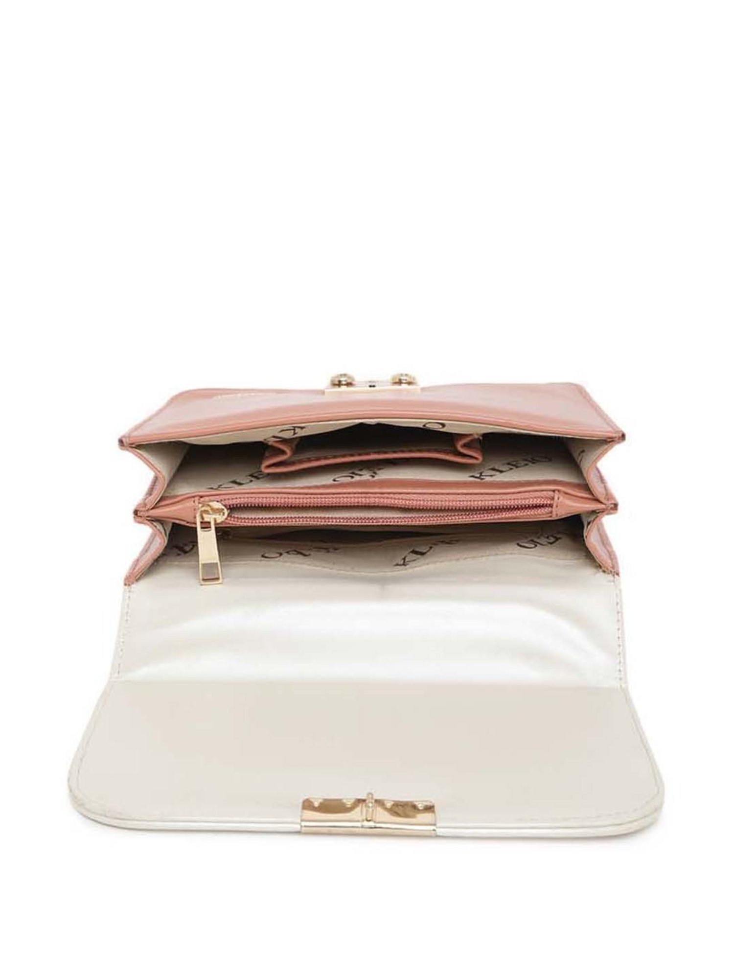 KLEIO Peach Solid Medium Sling Handbag