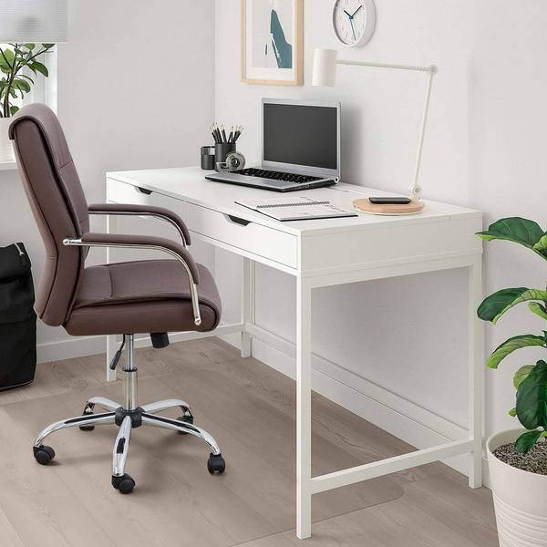Furmax High Back Office Desk Chair Conference Leather Executive with Padded Armrests, Adjustable Ergonomic Swivel Task Chair with Lumbar Support (White)
