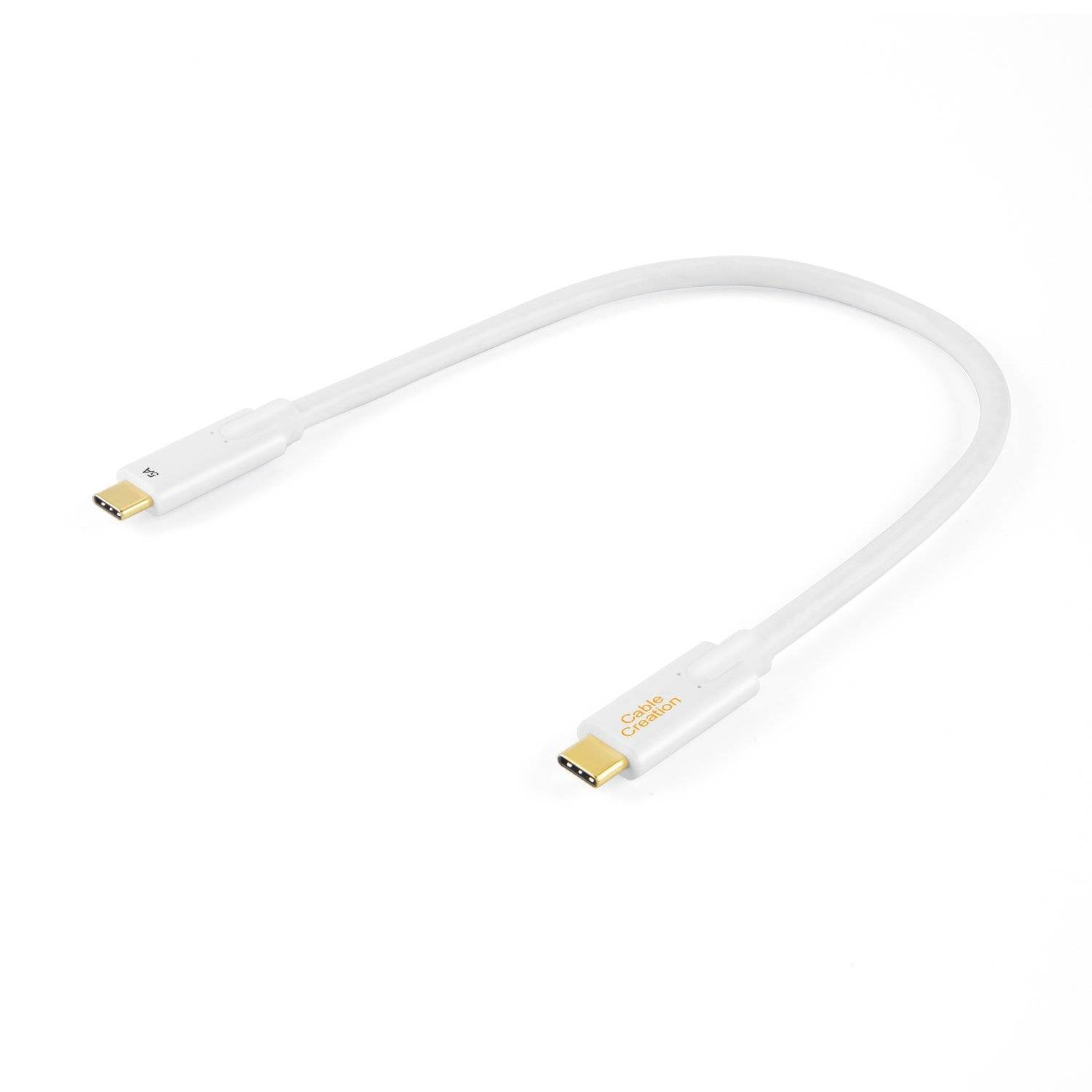 CableCreation CC0721 USB 3.1 Full-Feature GEN 2 Type-C Male to Type-C Male Cable 10G 5A 1ft / 0.3 Meters White X001FQB7LP