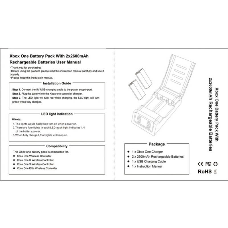 Charging Dock Handle Charger with 2*2600mAh Battery Pack For XBOX ONE Controller