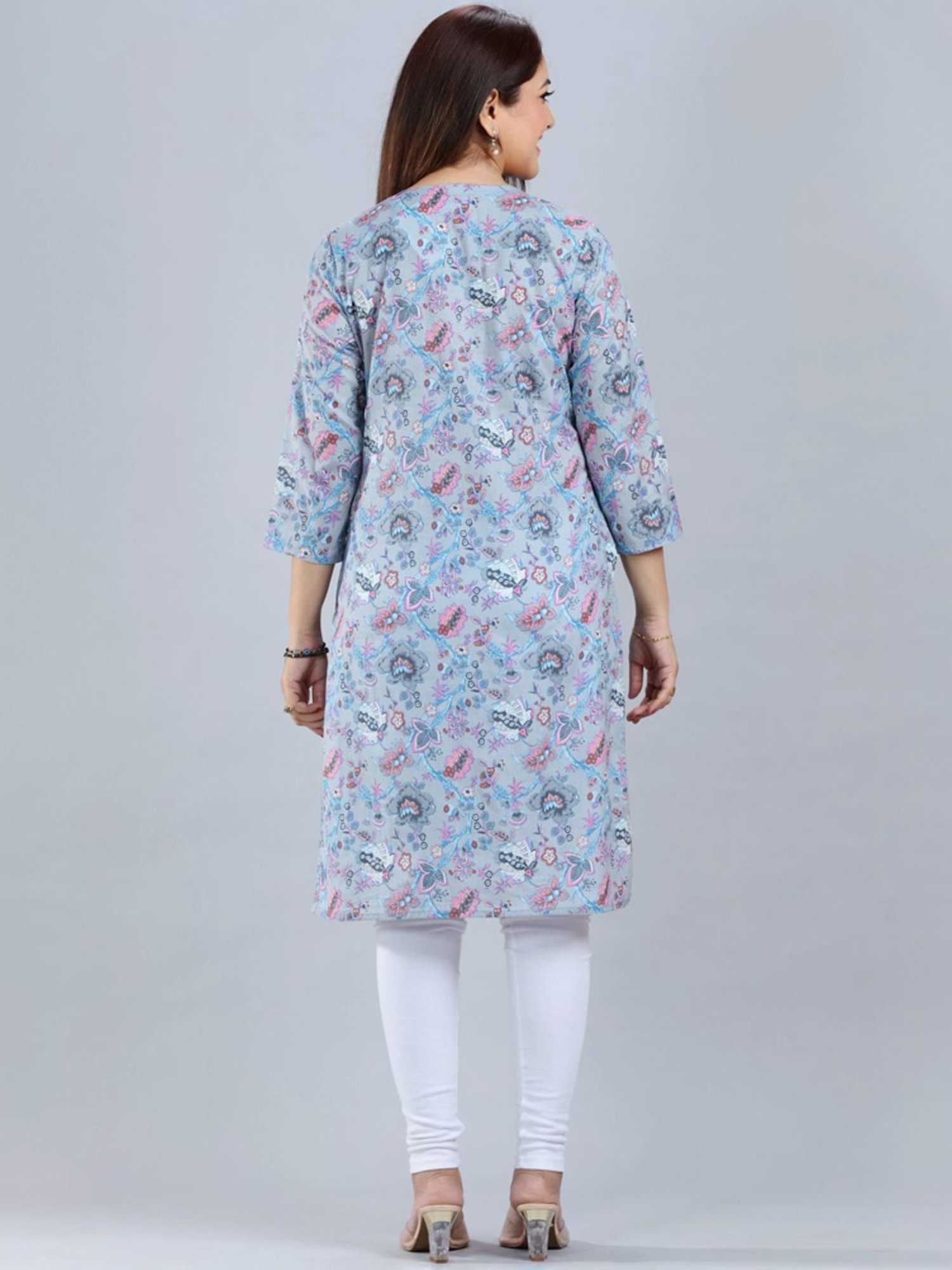 Cotton Culture Grey Cotton Printed Straight Kurta