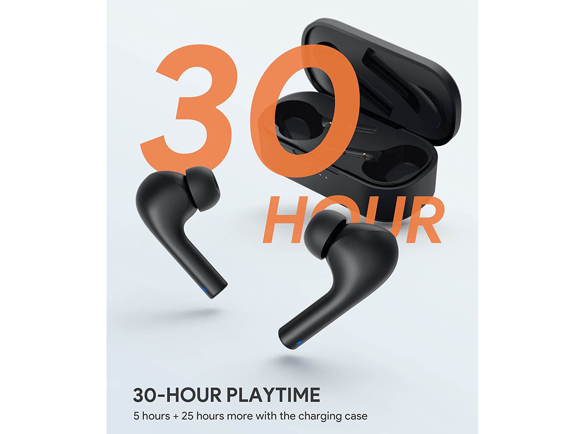 Upgraded Wireless Earbuds, Bluetooth Headphones with Noise Cancelling Mics, 30H Playtime, IPX6 Waterproof Bluetooth Earphones in-Ear with 5 Sizes Tips for iPhone, Android, Charging Case Included