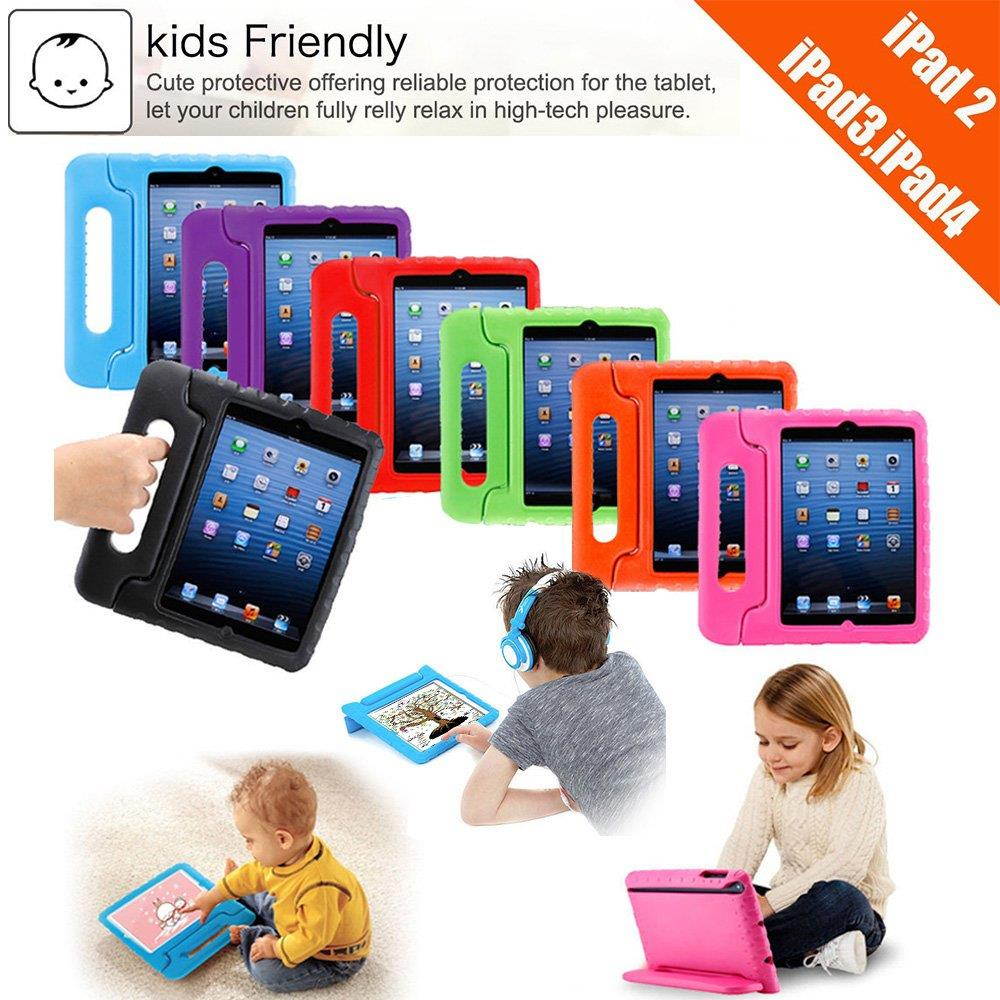 SIMPLEWAY iPad 2, iPad 3, iPad 4 Case, Lightweight Shockproof Convertible Carrying Handle Stand Kids Friendly Cover Compatible with Apple iPad 2, iPad 3rd Gen, iPad 4th Generation Tablet, Purple