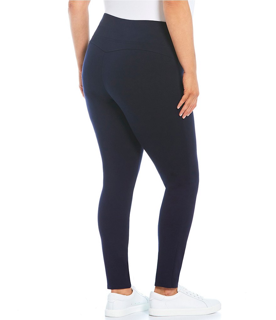 Slim Factor by Investments Plus Size Ponte Knit Wide Waistband Leggings