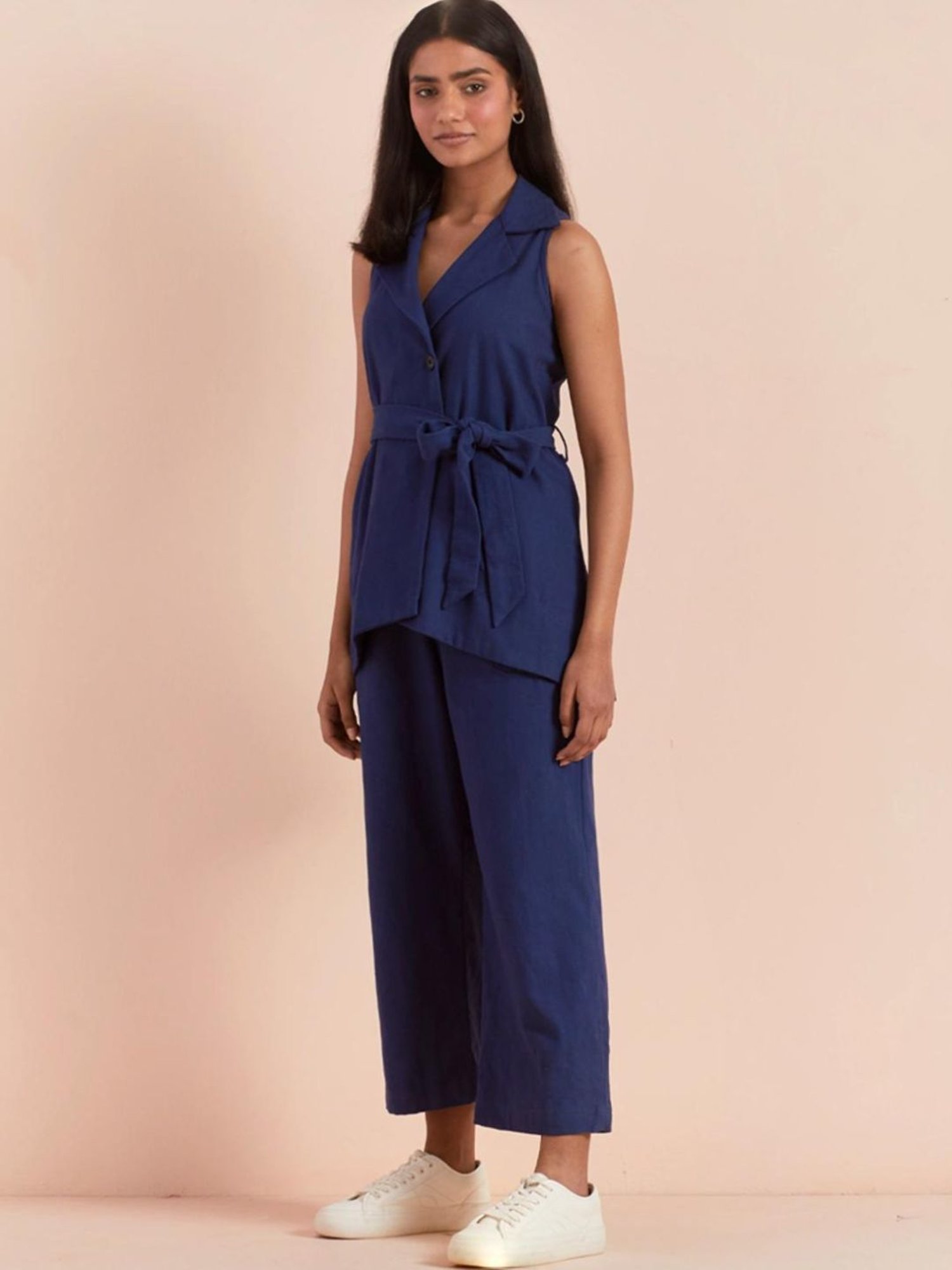 Priya Chaudhary Dark Blue Yasha Twill Cotton Pant