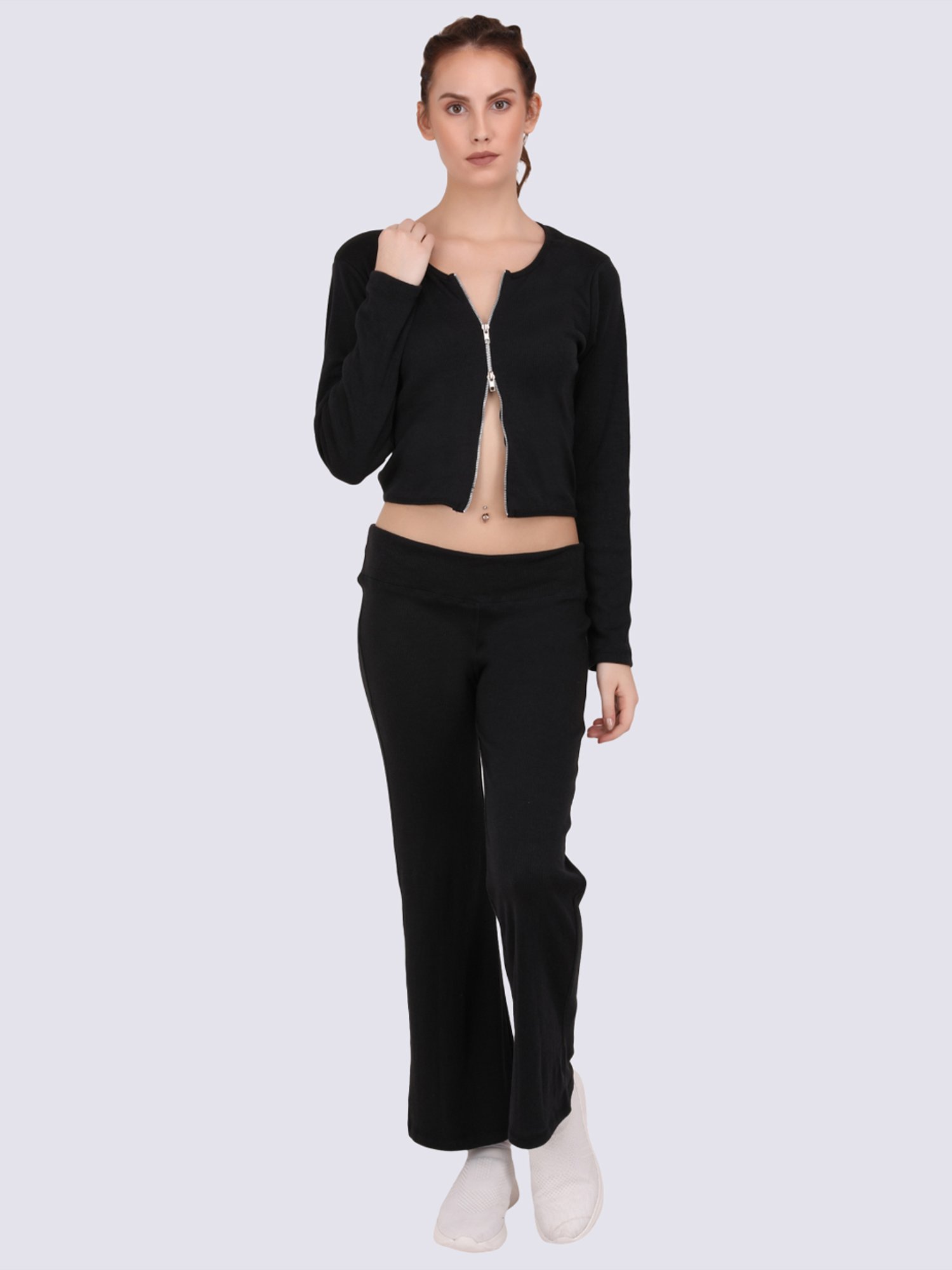 EVERDION Black Cotton Sports Top