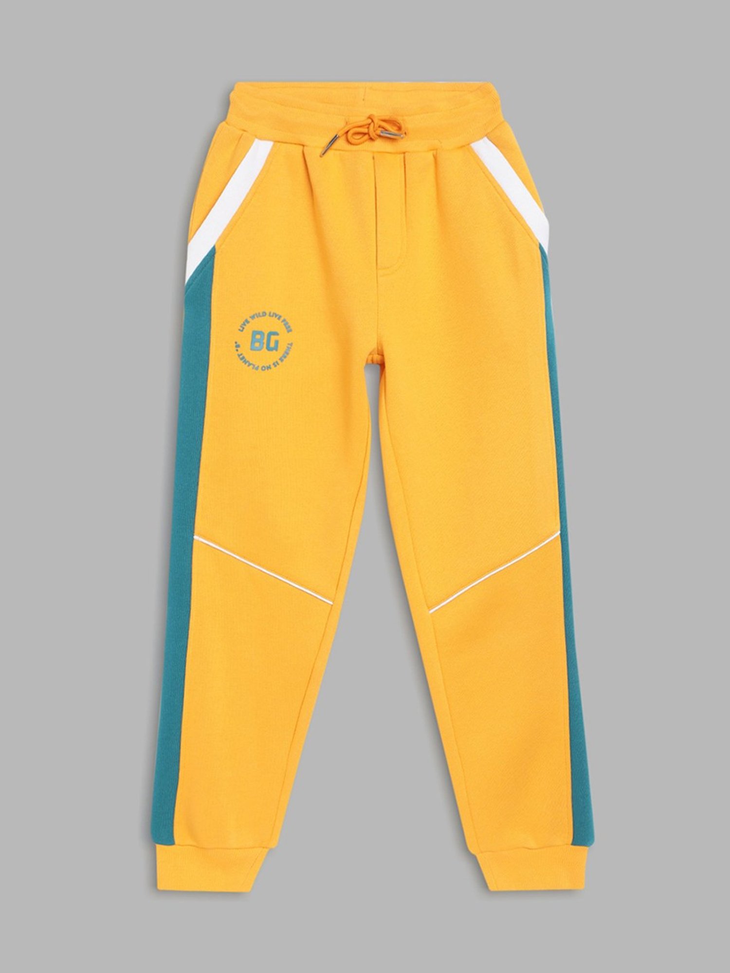 Blue Giraffe Kids Yellow & Teal Blue Color Block Joggers