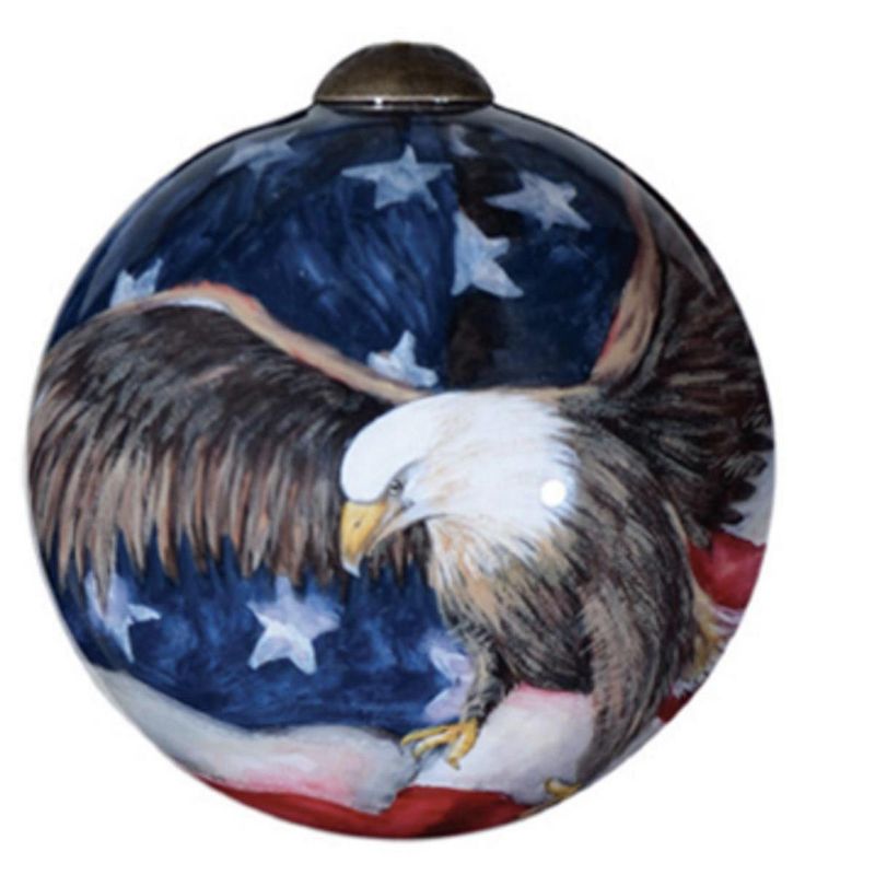 NeQwa 2.25" Ne'Qwa "God Bless America" Hand-Painted Glass Ball Christmas Ornament #7000784