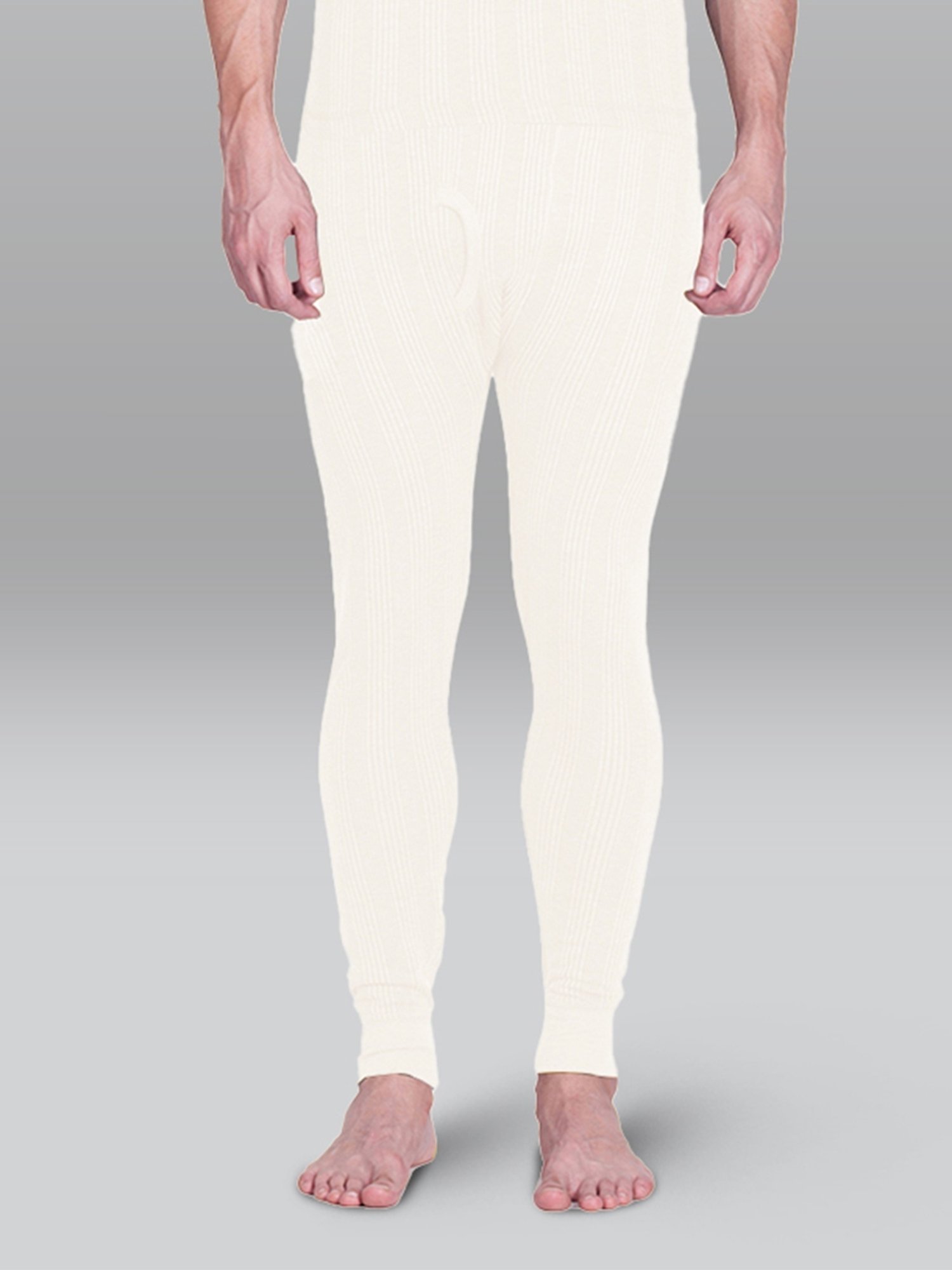 LUX Inferno Grey & White Skinny Fit Striped Thermal Bottoms - Pack of 2