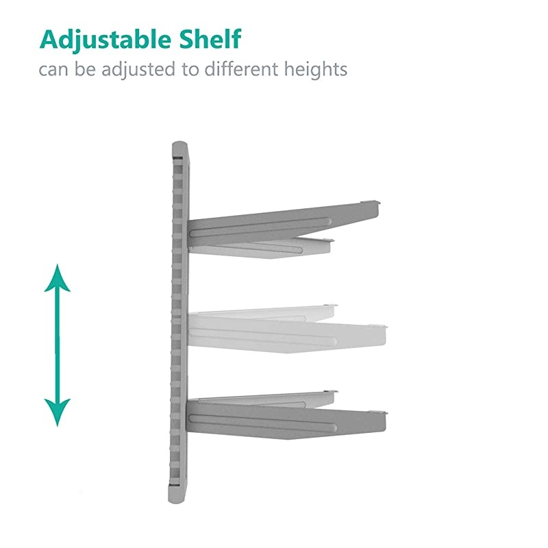 CS303S Floating Wall Mounted Shelf with Transparent Strengthened Tempered Glass for DVD Players, Cable Boxes, Games Consoles, TV Accessories, 3 Shelf, Silver