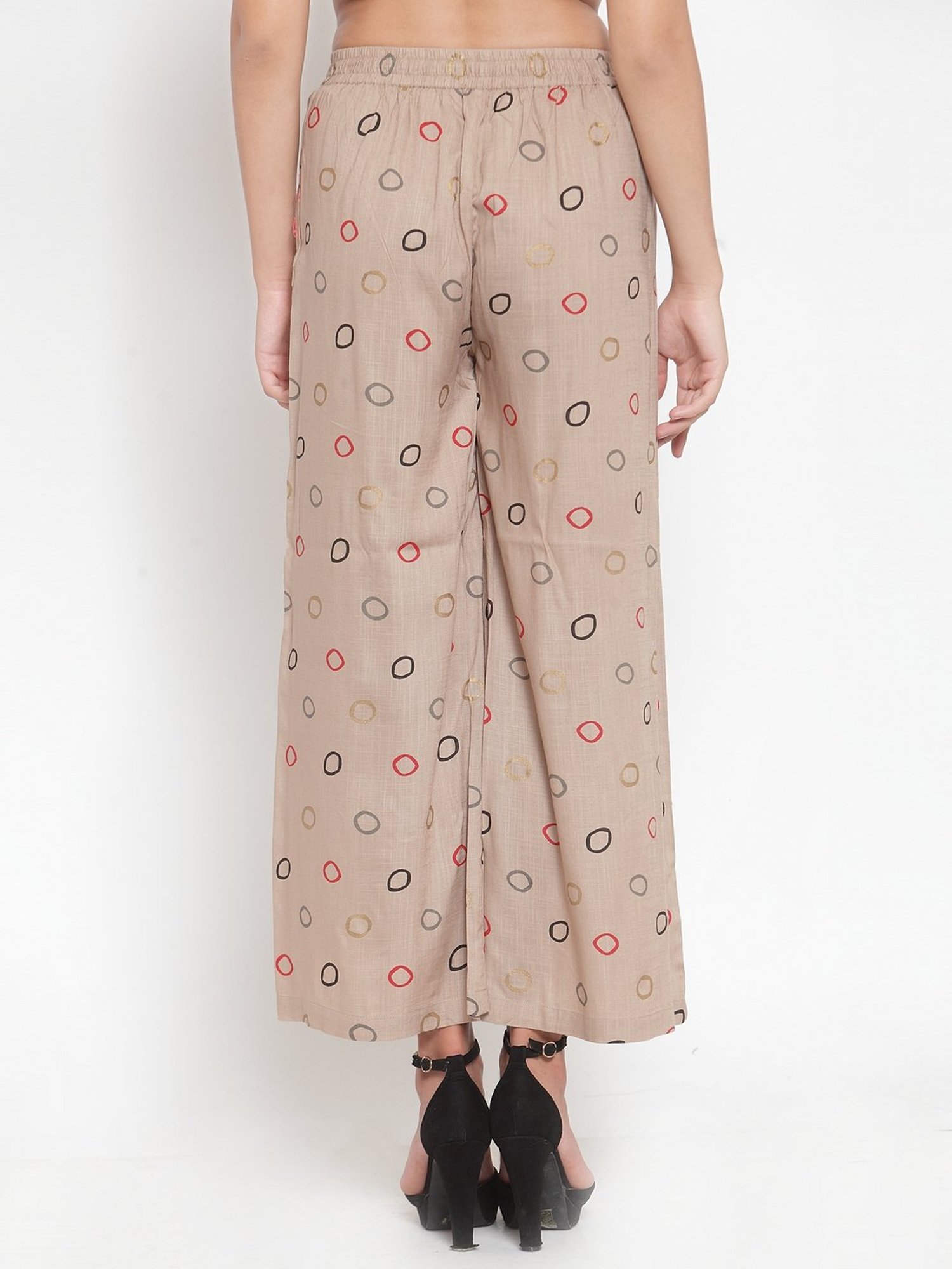 Indibelle Beige Printed Palazzos