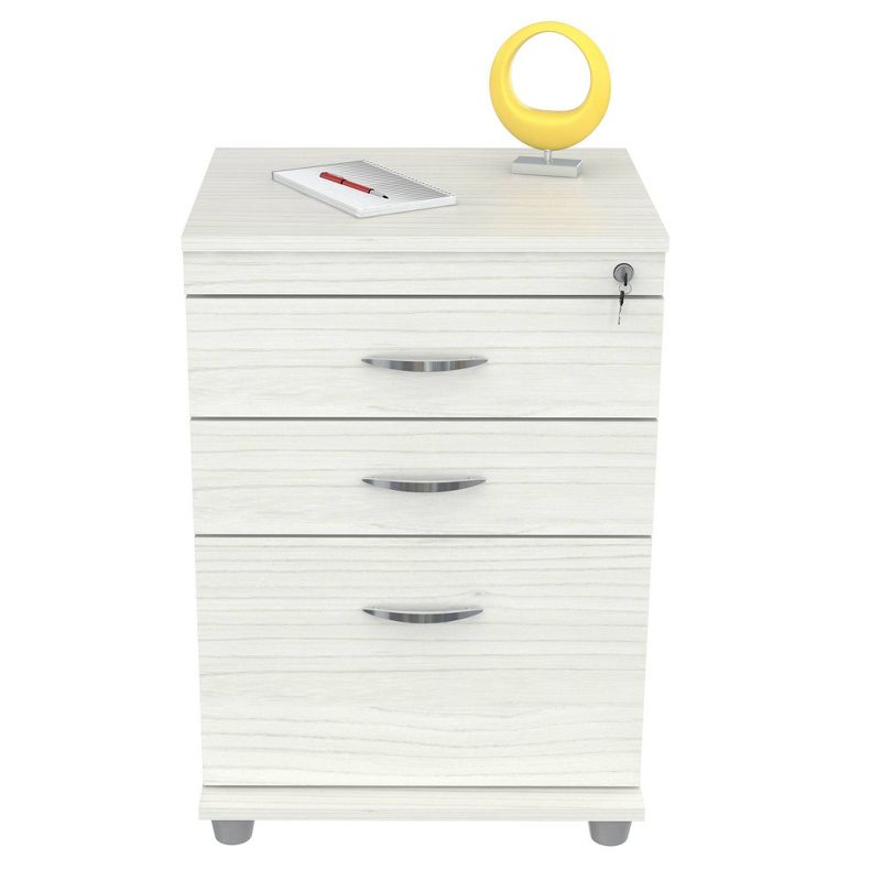 3 Drawer Locking File Cabinet Washed Oak - Inval
