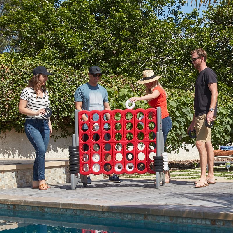 ECR4Kids Jumbo Four-To-Score Giant Game-Indoor/Outdoor 4-In-A-Row Connect - Red and Grey