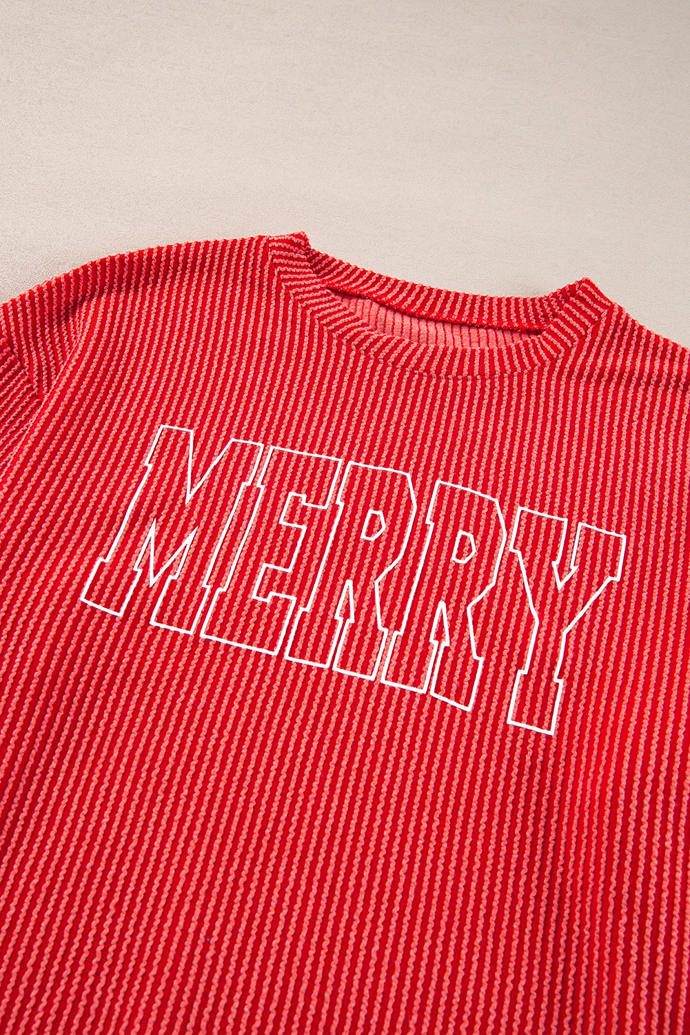 Racing Red Corded MERRY Long Sleeve Top and Shorts Pajama Set