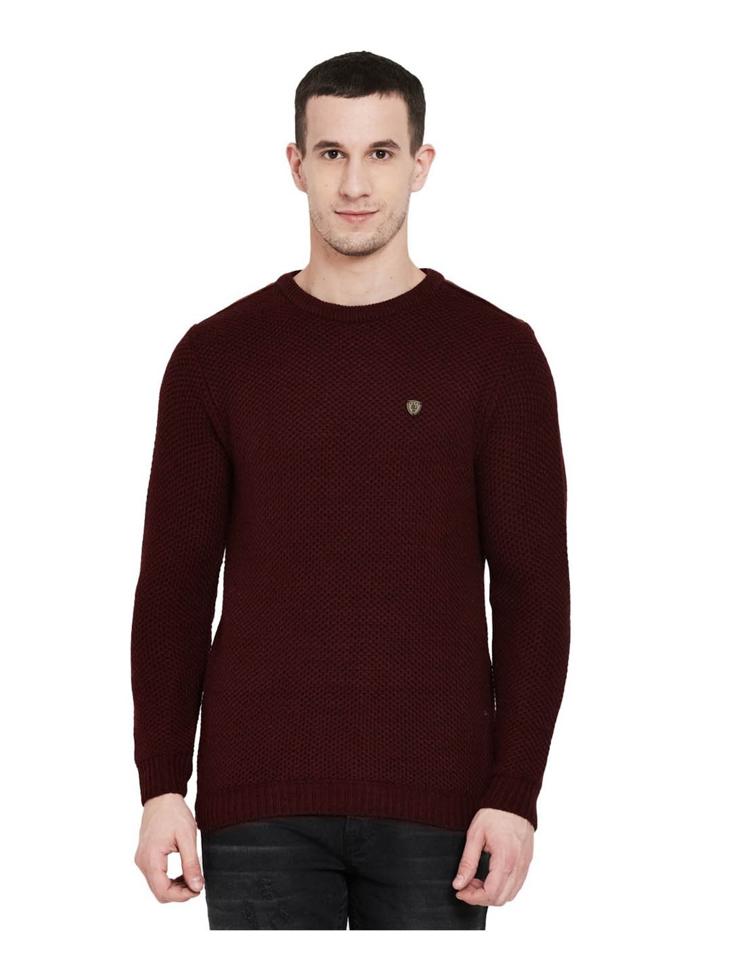 Duke Wine Self Striped Sweater